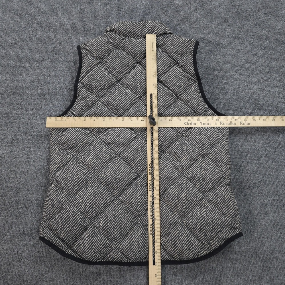 J Crew Vest Womens Small Gray Herringbone Down Puffer Quilted‎ Zip Pockets - Picture 6 of 8